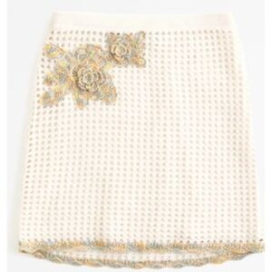 Abercrombie & Fitch Cream Crochet Mini Skirt SET with Floral Accents